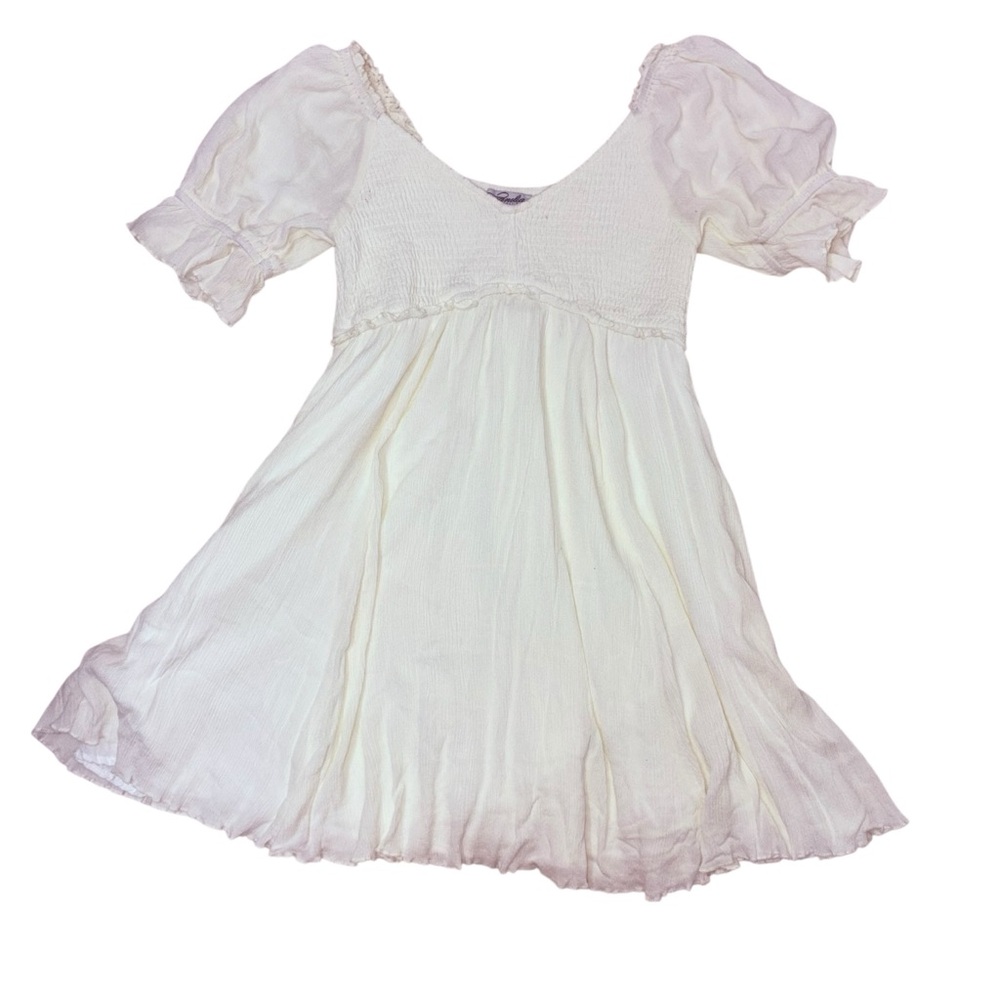 Magnolia boutique White Puff Sleeve mini Dress size Small